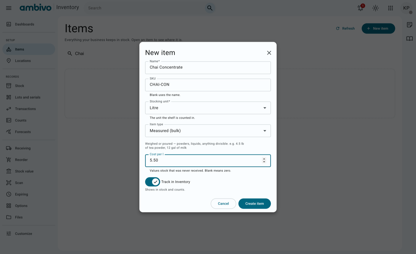 The form filled in